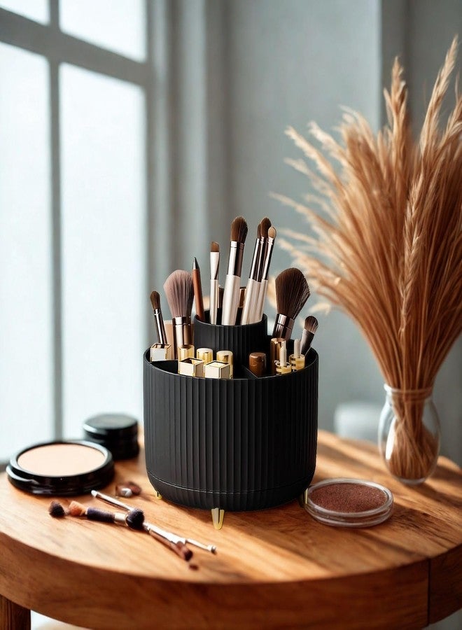 KRISHNPRIYA 360° Rotating Makeup Brush Holder Organizer For Vanity Desktop Bathroom (Black) - Image 5