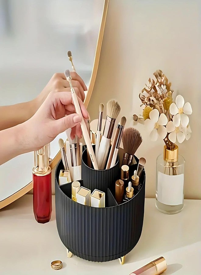 KRISHNPRIYA 360° Rotating Makeup Brush Holder Organizer For Vanity Desktop Bathroom (Black) - Image 4