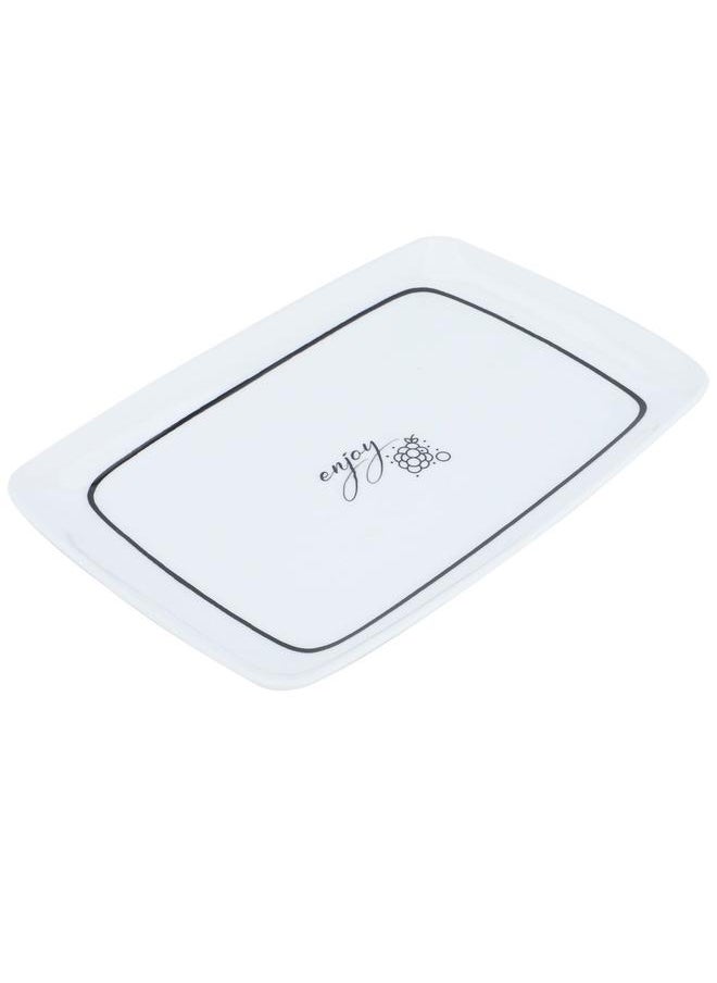Alsaif Plastic Serving Plate 25 X 34 Cm Black White Pattern  - Image 1