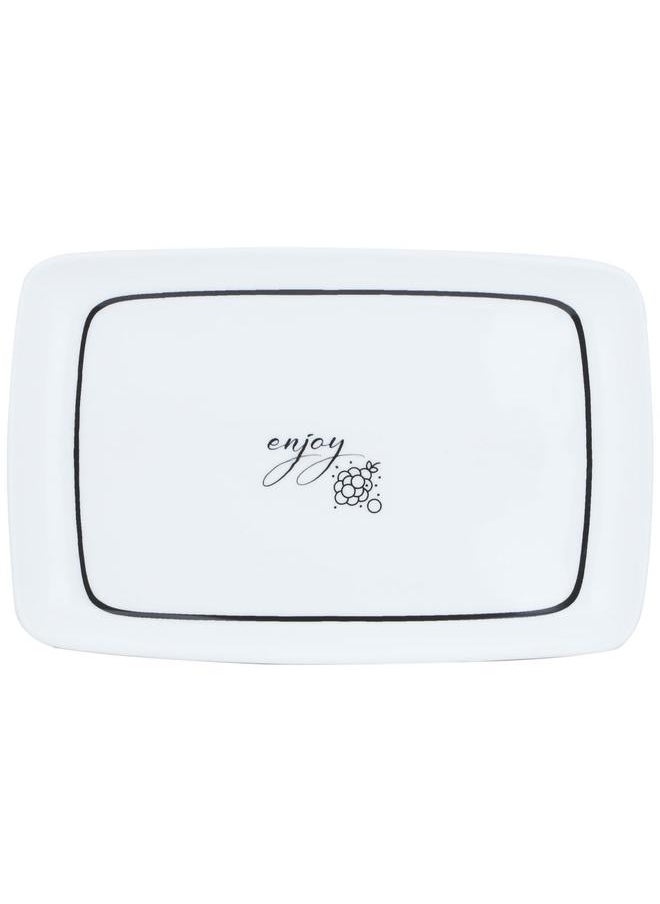 Alsaif Plastic Serving Plate 25 X 34 Cm Black White Pattern  - Image 2
