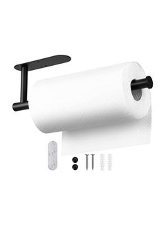 Generic Wall-Mounted Paper Towel Holder - Versatile 13" Kitchen & Bathroom Organizer, Drill or Adhesive Installation, Sleek Black Design  - Image 1