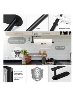 Generic Wall-Mounted Paper Towel Holder - Versatile 13" Kitchen & Bathroom Organizer, Drill or Adhesive Installation, Sleek Black Design  - Image 3