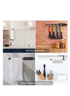 Generic Wall-Mounted Paper Towel Holder - Versatile 13" Kitchen & Bathroom Organizer, Drill or Adhesive Installation, Sleek Black Design  - Image 4