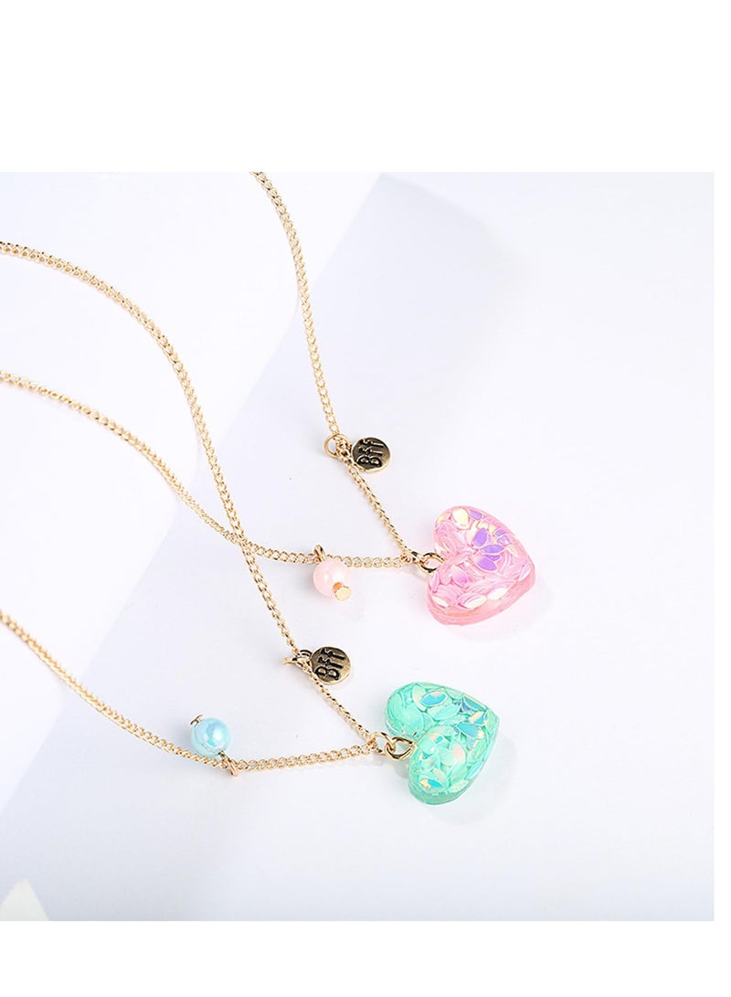 KASTWAVE 2Pcs Resin Heart BFF Necklaces for Girls - Gold Chain Matching Best Friend Necklaces, Friendship Jewelry Gifts for Women  - Image 4