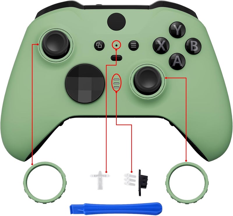 eXtremeRate الغلاف الأمامي البديل من eXtremeRate لوحدة تحكم Xbox Elite Wireless 2 Core، غطاء لوحة أمامية أخضر ماتشا لوحدة تحكم Xbox Elite Series 2 مع حلقات مميزة [لا تشمل وحدة التحكم] - Image 4