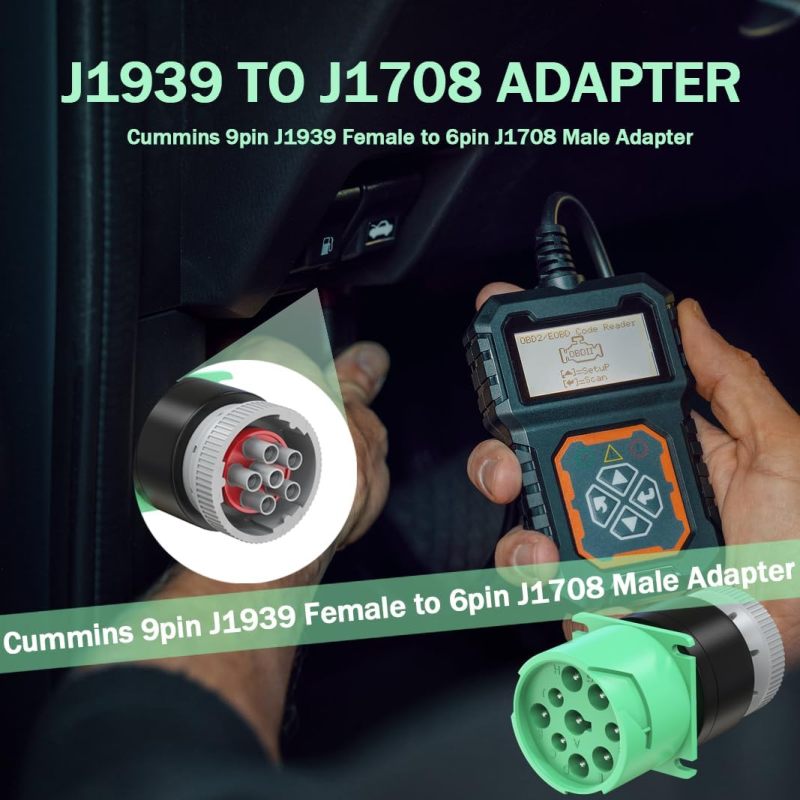 9 Pin J1939 Female to 6 Pin J1708 Male OBD2 Adapter Work for GPS Tracker & Fleet Management ELD Device & Diagnostic Tool (9 Pin J1939 to 6 Pin J1708) - Image 2