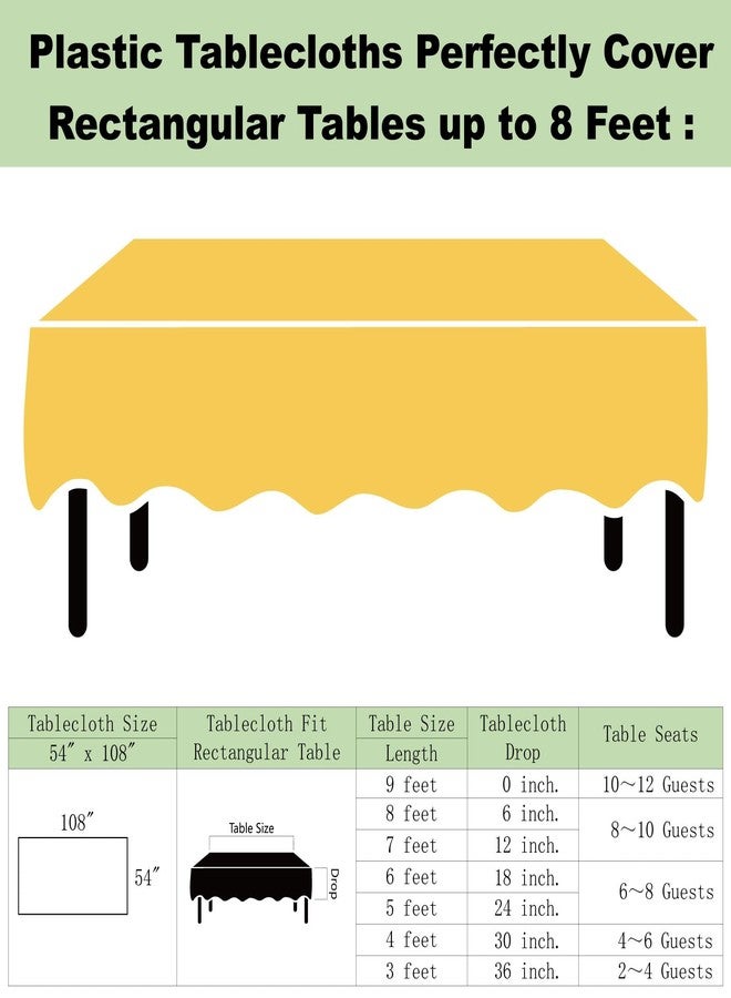 rebdng Plastic Yellow Tablecloths 3 Pack Disposable Table Covers 54 in. x 108 in. Table Cloths Bridal Shower Party Tablecovers for Parties Engagements Weddings Festivals, Fits 6 to 8 Foot Rectangle Tables - Image 5