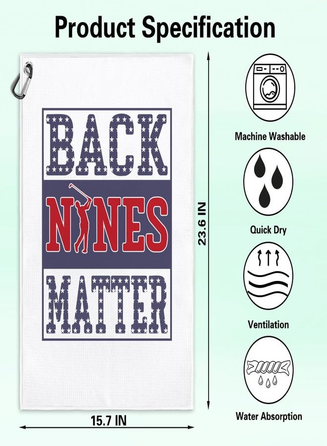 Msticey Back Nines Matter Funny Printed Microfiber Golf Towel with Clip, Cute Golf Gifts for Golf Fan Dad Grandpa, Golf Lover Father's Day Birthday Gifts, Golf Accessories for Men Husband Boyfriend - Image 2
