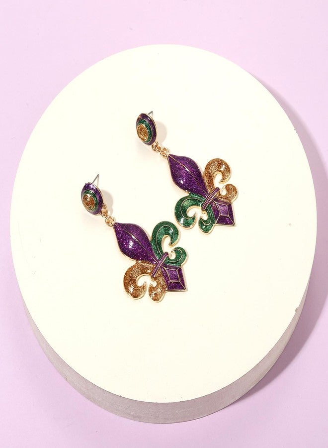 CEALXHENY Mardi Gras Headbands for Women Fleur De Lis Mask Knotted Headband Dangle Earrings Heishi Bracelets Mardi Gras Accessories Outfits Parade Party Favors Gifts (Pattern D) - Image 5