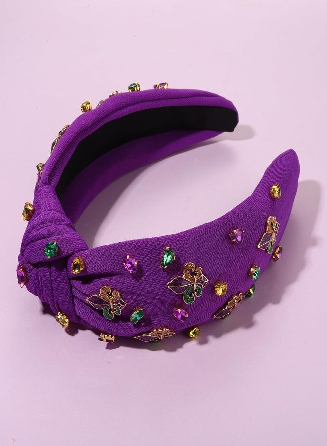 CEALXHENY Mardi Gras Headbands for Women Fleur De Lis Mask Knotted Headband Dangle Earrings Heishi Bracelets Mardi Gras Accessories Outfits Parade Party Favors Gifts (Pattern D) - Image 3