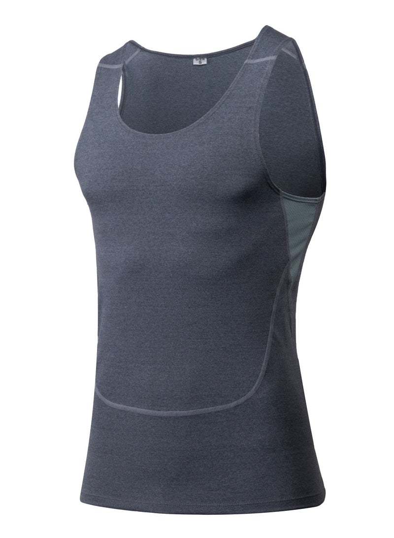 نيبمينينت Men Quick Dry Breathable Elastic Sleeveless Shirt Grey - Image 1