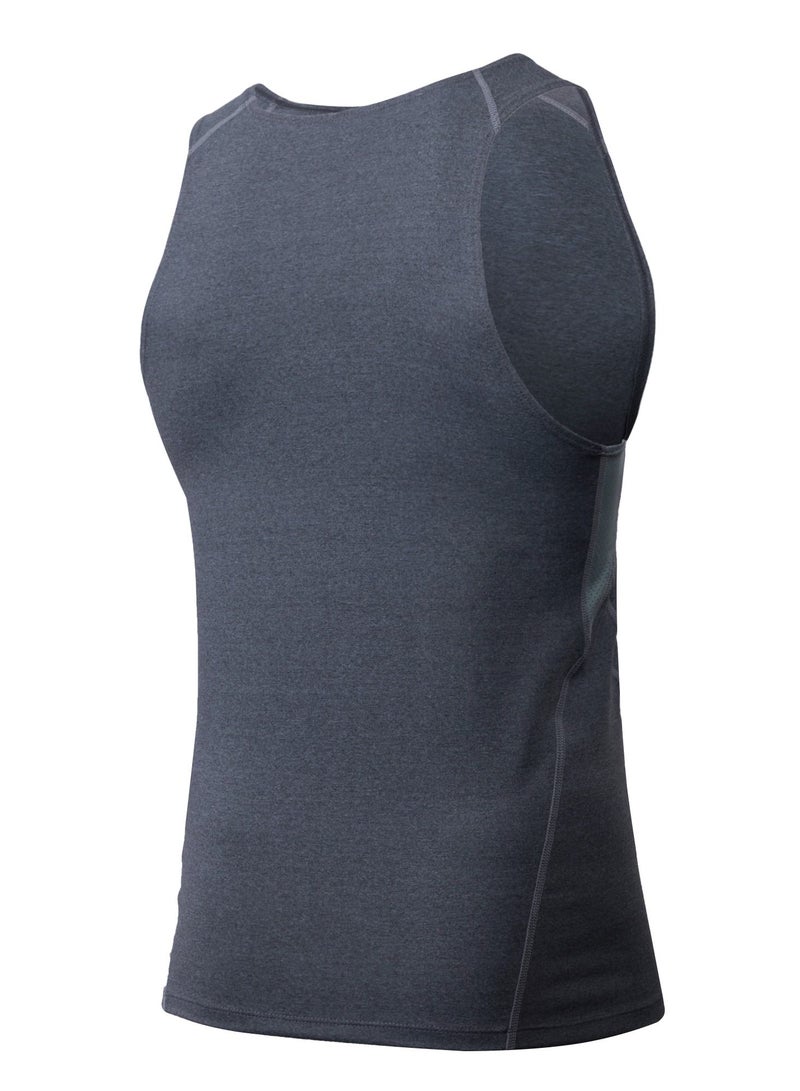 نيبمينينت Men Quick Dry Breathable Elastic Sleeveless Shirt Grey - Image 2
