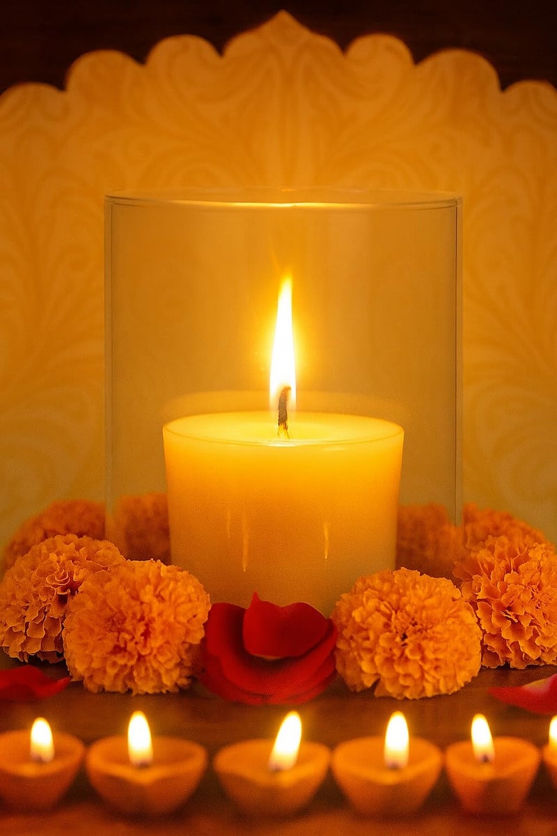 Klassic Medium Size Borosilicate Glass Cover for Swastik Diya - Diya Jyoti Wind Protector, Tealight & Led tealights, 3.2 inches Height, 3.1 inches Width | Pack of 1 - Image 3