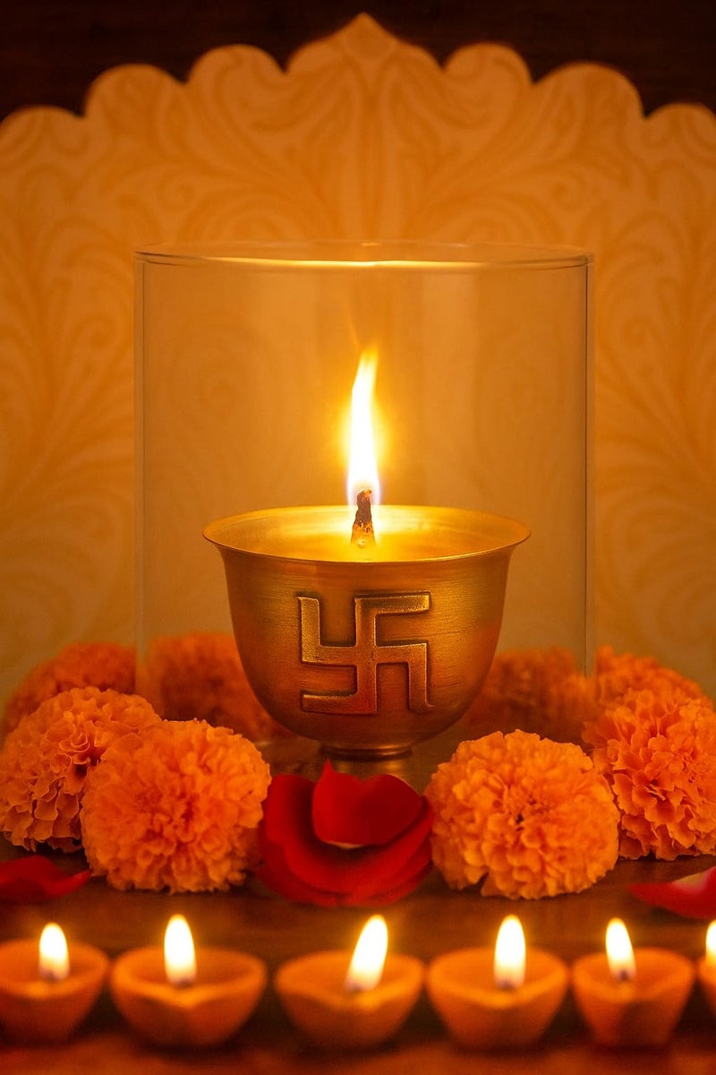 Klassic Medium Size Borosilicate Glass Cover for Swastik Diya - Diya Jyoti Wind Protector, Tealight & Led tealights, 3.2 inches Height, 3.1 inches Width | Pack of 1 - Image 4