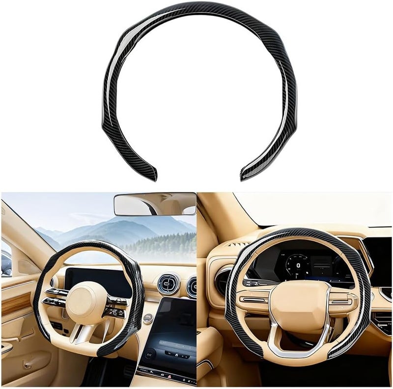 Sandfren Carbon Fiber Car Steering Wheel Cover, Non-Slip Comfortable Vehicle Steering Protector, Automotive Interior Wheel Wrap Cover Decoration Accessories, Universal Fit (Black) - Image 1
