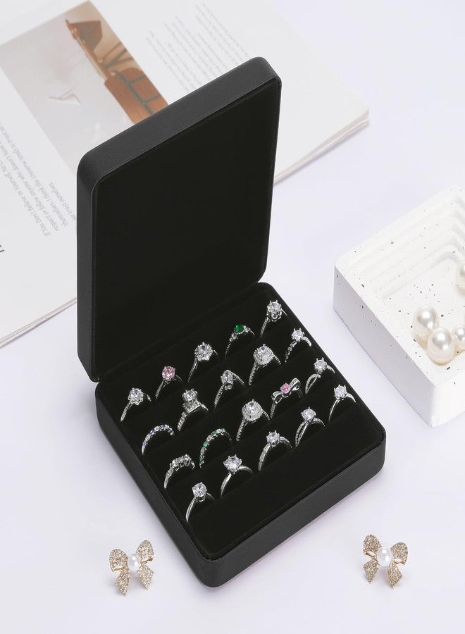 KUKUVR Ring Storage Organizer Box for Multiple Rings, Travel Portable Jewelry Ring Stud Earring Case, Ring Tray Holder Showcase Display Case (Black) - Image 4