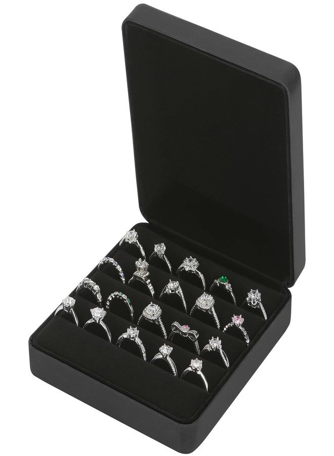 KUKUVR Ring Storage Organizer Box for Multiple Rings, Travel Portable Jewelry Ring Stud Earring Case, Ring Tray Holder Showcase Display Case (Black) - Image 1