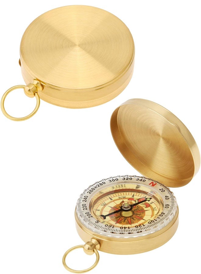 بوصلة عسكرية معدنية للجيش، بوصلة رؤية صغيرة محمولة من النحاس المقاوم للماء، بوصلة ملاحة متعددة الوظائف مع مقياس الميل للمشي لمسافات طويلة والتخييم وركوب الخيل في الهواء الطلق - Image 1