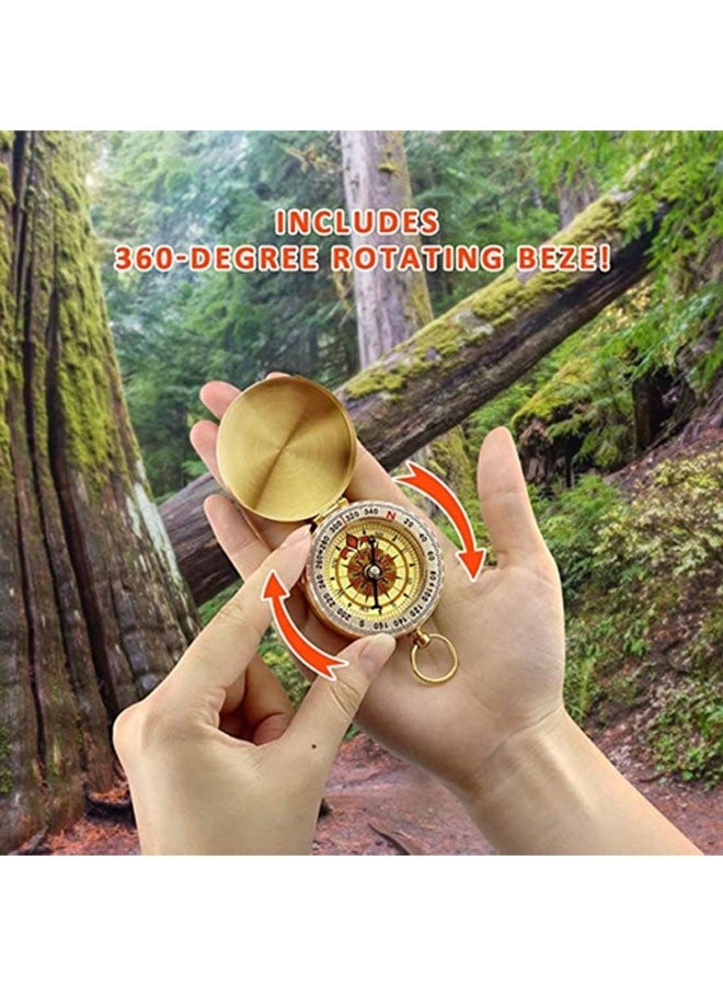 بوصلة عسكرية معدنية للجيش، بوصلة رؤية صغيرة محمولة من النحاس المقاوم للماء، بوصلة ملاحة متعددة الوظائف مع مقياس الميل للمشي لمسافات طويلة والتخييم وركوب الخيل في الهواء الطلق - Image 5