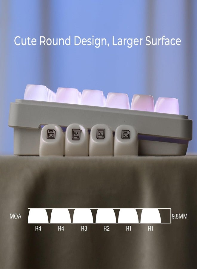 OHY XVX White Keycaps, MOA Profile Keycap Set, Minimalist Mac Style, Custom Cute Ceramic-Textured Keycaps for MX Switches Mechanical Keyboard-White Chocolate - Image 4
