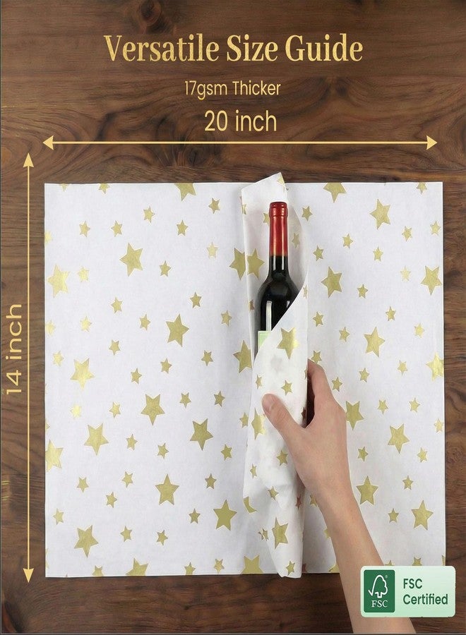 Koogel 100 Sheets Tissue Paper, 20 x 14 Inch White Gold Tissue Paper for Gift Bags, Stars and Stripes Pattern for Gift Wrapping and DIY Crafts - Image 4