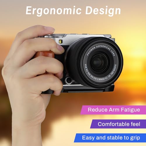 Leftfoto xm5 Ergonomic Retro Handgrip LShape Bracket with Rose Wooden Grip for Fujifilm XM5 Camerawith Builtin Bottom Arca Quick Release Plate - Image 3