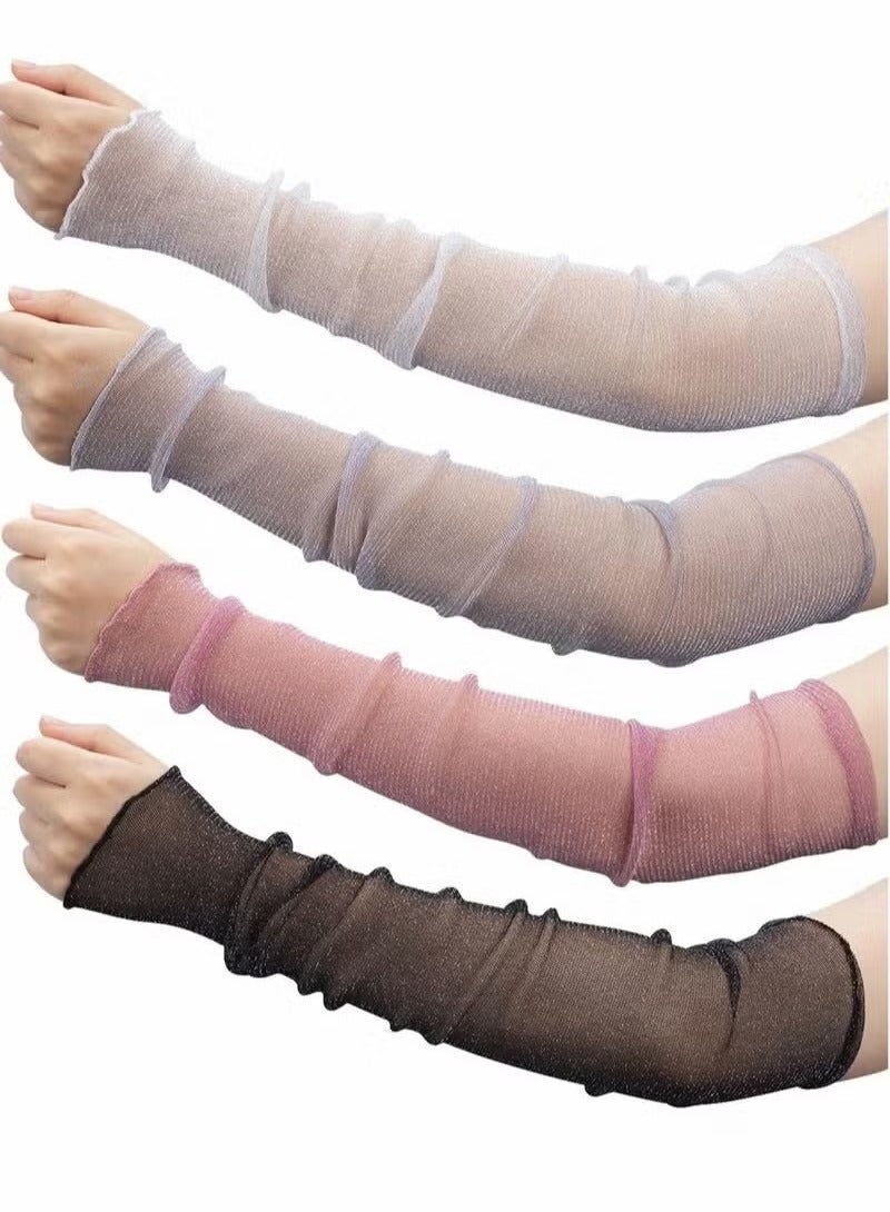 Generic 4 PCS Ice Silk Sleeve，Lace Sunscreen UV Protection Leg Socks Dual-purpose Sleeves, Suitable for Party Outdoor Sports - Image 1