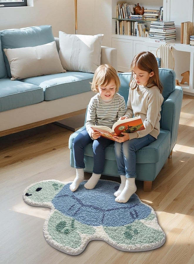 LUMI Cute Animal Bathroom Rugs, Plush Absorbent Bath Mats for Bathroom, Non-Slip Backing Washable Bath Mat, Ideal for Shower Sink Bathtub Room Decor, 20"x33", Blue Sea Turtle - Image 3