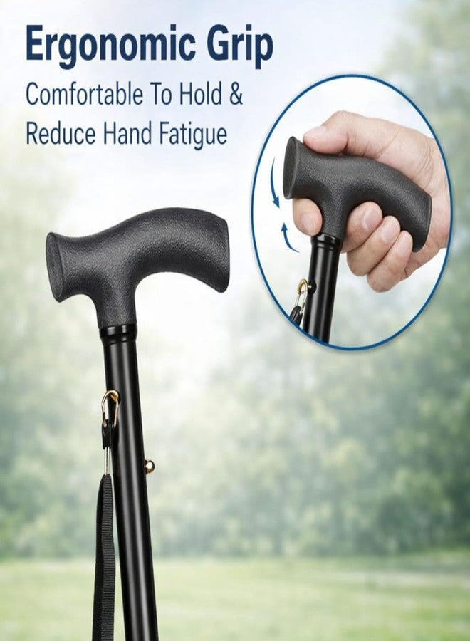 MCP Jindal 4 Folding Sections Aluminium Foldable Walking Stick for Men, Women & Old People Support, Trekking Cane Stick (Black) - Image 3
