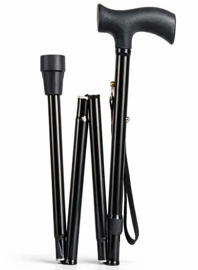 MCP Jindal 4 Folding Sections Aluminium Foldable Walking Stick for Men, Women & Old People Support, Trekking Cane Stick (Black) - Image 1