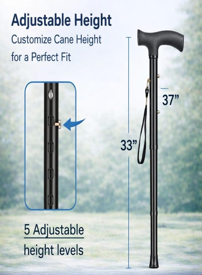 MCP Jindal 4 Folding Sections Aluminium Foldable Walking Stick for Men, Women & Old People Support, Trekking Cane Stick (Black) - Image 5