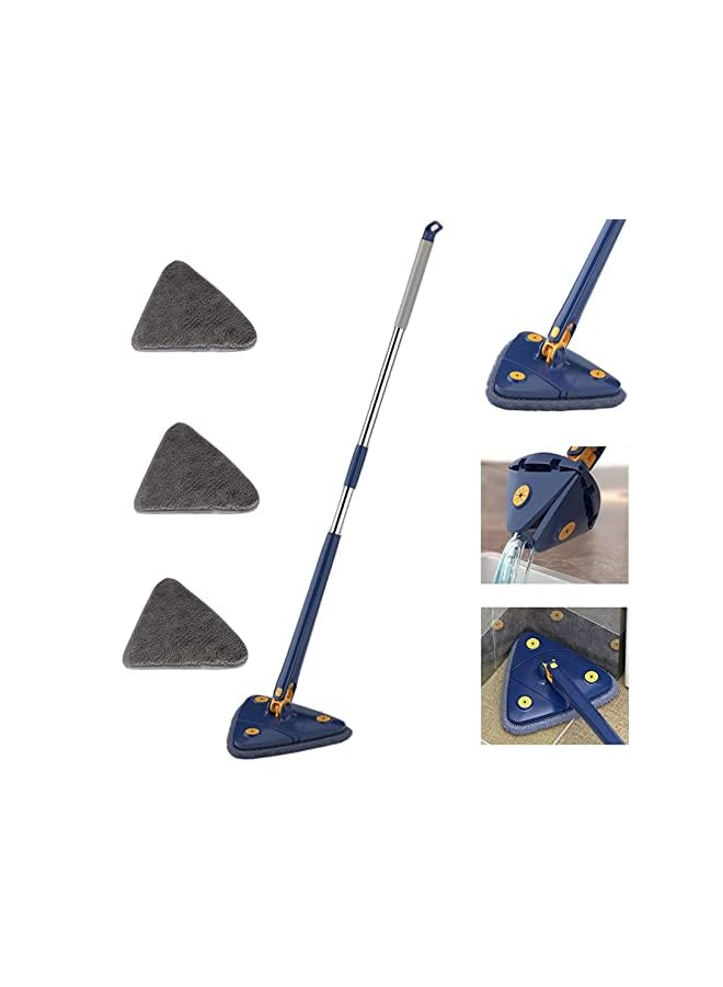PROMASS Degree Rotatable Triangle Cleaning Mop, Adjustable Cleaning Mop Tools,Multifunctiona Push-Pull Automatic Squeezing Mop,Retractable Dust Mop with 2 Replacement Mop Cloth for Floor Cleaning - Image 1
