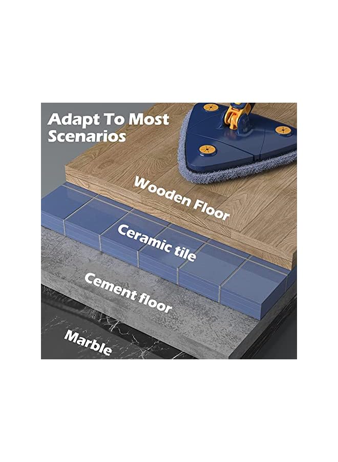 PROMASS Degree Rotatable Triangle Cleaning Mop, Adjustable Cleaning Mop Tools,Multifunctiona Push-Pull Automatic Squeezing Mop,Retractable Dust Mop with 2 Replacement Mop Cloth for Floor Cleaning - Image 3