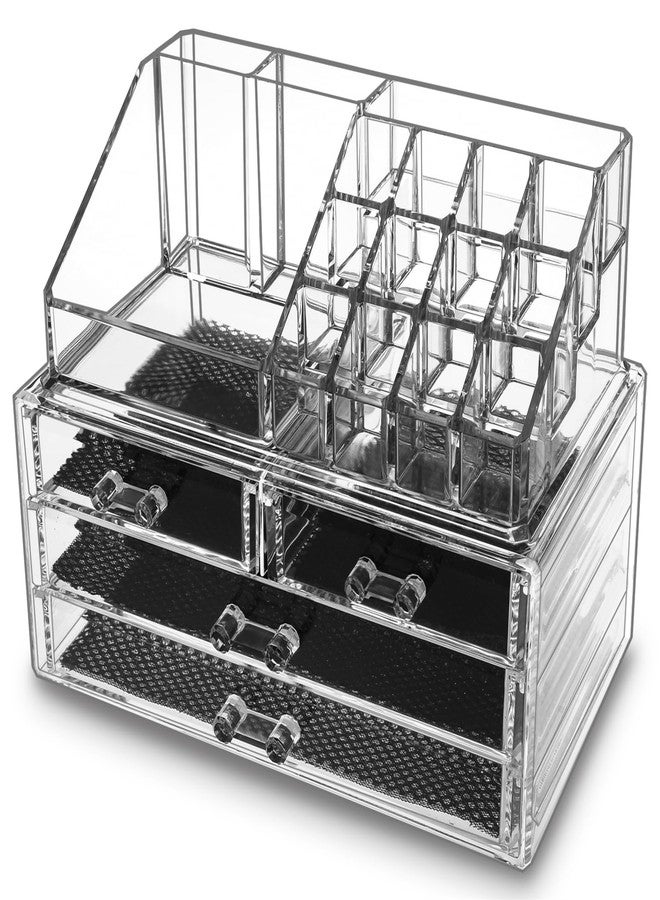 MOSIKER Acrylic Makeup Organizers and Storage with 4 Drawers,Clear Stackable Cosmetic Jewelry Accessories Holder - Image 1