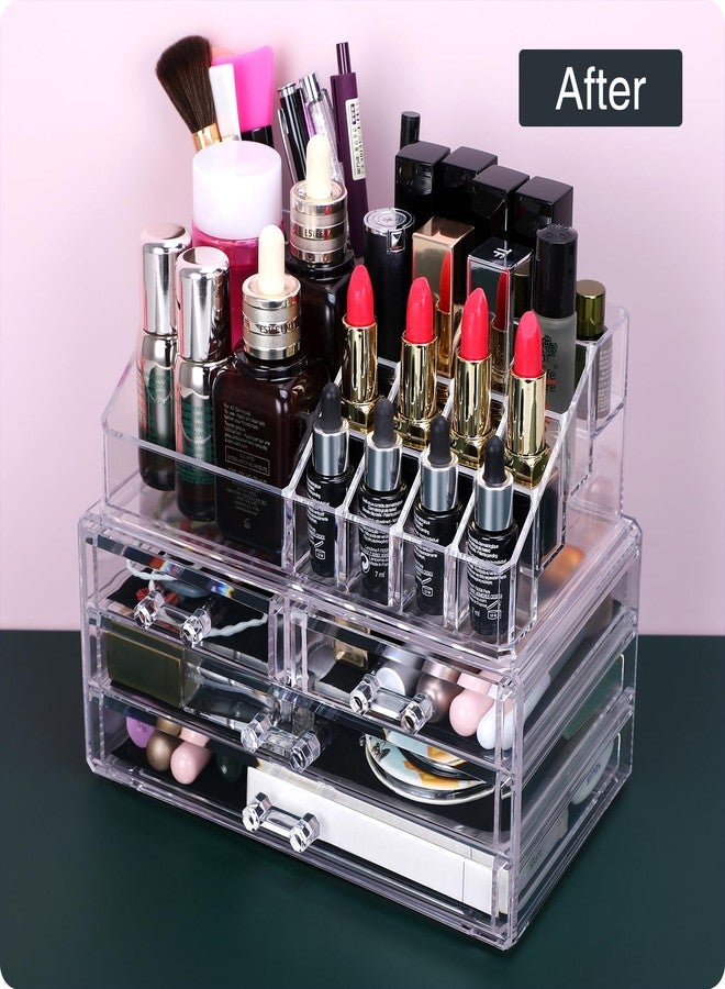 MOSIKER Acrylic Makeup Organizers and Storage with 4 Drawers,Clear Stackable Cosmetic Jewelry Accessories Holder - Image 4