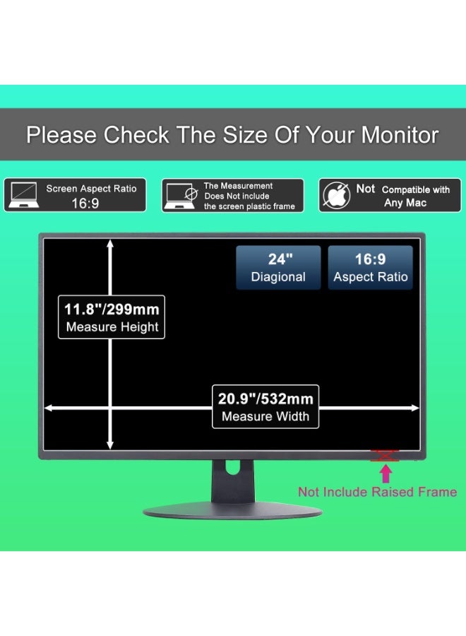 24 Inch Anti Blue Light Screen Protector for Universal 24" 16:9 Standard/Curved Monitor & Touchscreen, (20.94 X 11.77 inches Screen Size) Blue Light Blocking & Anti Glare Screen Filter - Image 2