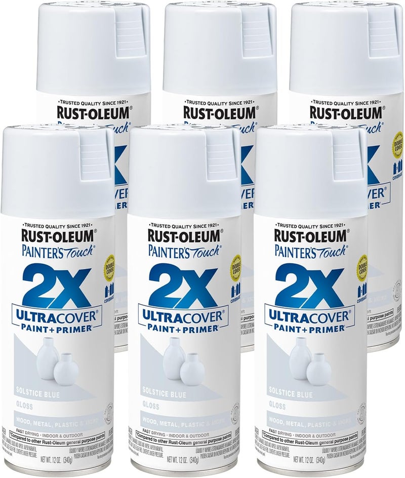Rust-Oleum 342060-6PK Painter's Touch 2X Ultra Cover, 6 Pack, Gloss Solstice Blue, 72 Fl Oz - Image 1