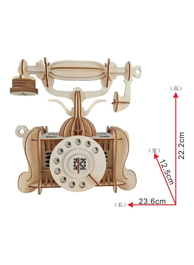 ألعاب ألغاز الهاتف الخشبي ثلاثي الأبعاد بتصميم قديم DIY، الأبعاد: 23.6x12.5x22.2 سم - Image 2