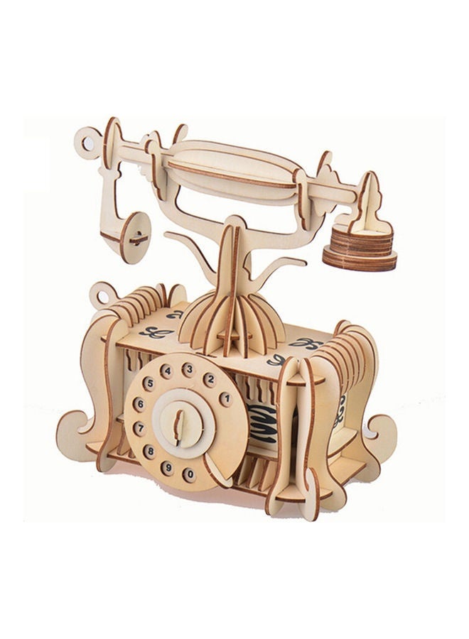 ألعاب ألغاز الهاتف الخشبي ثلاثي الأبعاد بتصميم قديم DIY، الأبعاد: 23.6x12.5x22.2 سم - Image 1