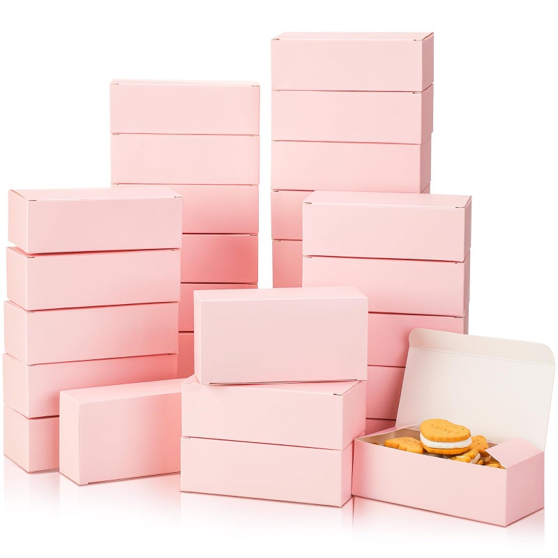 FillTouch Pink 36 Pcs Cookie Boxes Small Bakery Biscuit Boxes for Dessert Cake Donuts Pie Candy Party Favor (6 x 3 x 1.8 Inch) - Image 1