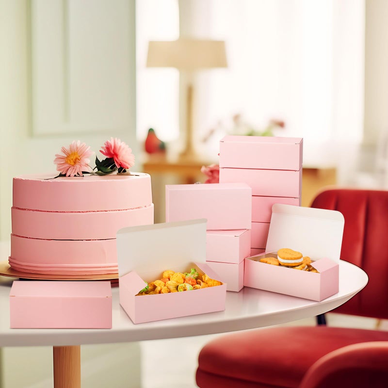 FillTouch Pink 36 Pcs Cookie Boxes Small Bakery Biscuit Boxes for Dessert Cake Donuts Pie Candy Party Favor (6 x 3 x 1.8 Inch) - Image 5