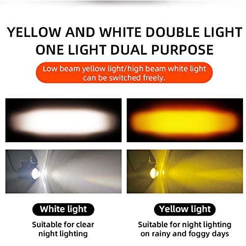 GOODKSSOP 2pcs Super Bright 24W LED Two-Color White Amber Spotlight + 2pcs ON-ON-OFF Switch, Waterproof auxiliary Motorcycle Headlight Fog Light, Universal For Car Truck ATV Offroad SUV Driving Work Spot Lamp - Image 4