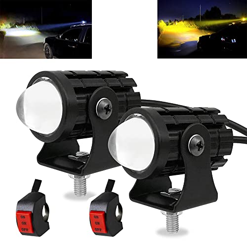 GOODKSSOP 2pcs Super Bright 24W LED Two-Color White Amber Spotlight + 2pcs ON-ON-OFF Switch, Waterproof auxiliary Motorcycle Headlight Fog Light, Universal For Car Truck ATV Offroad SUV Driving Work Spot Lamp - Image 1