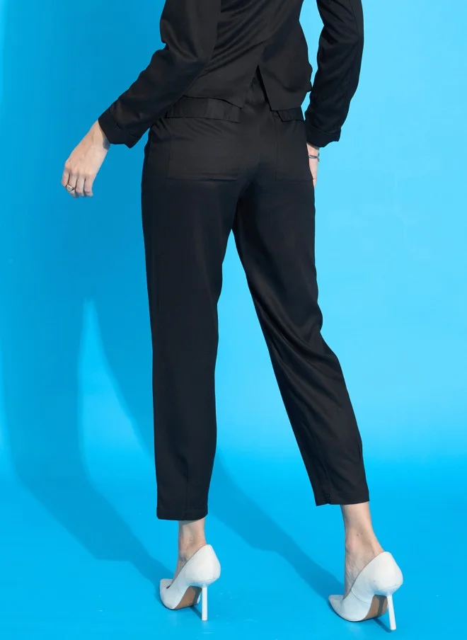 ساسافراس Black Regular Fit Trousers for Women
