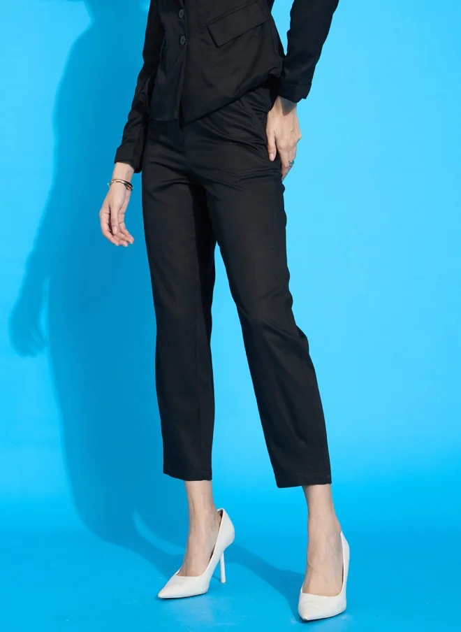 ساسافراس Black Regular Fit Trousers for Women