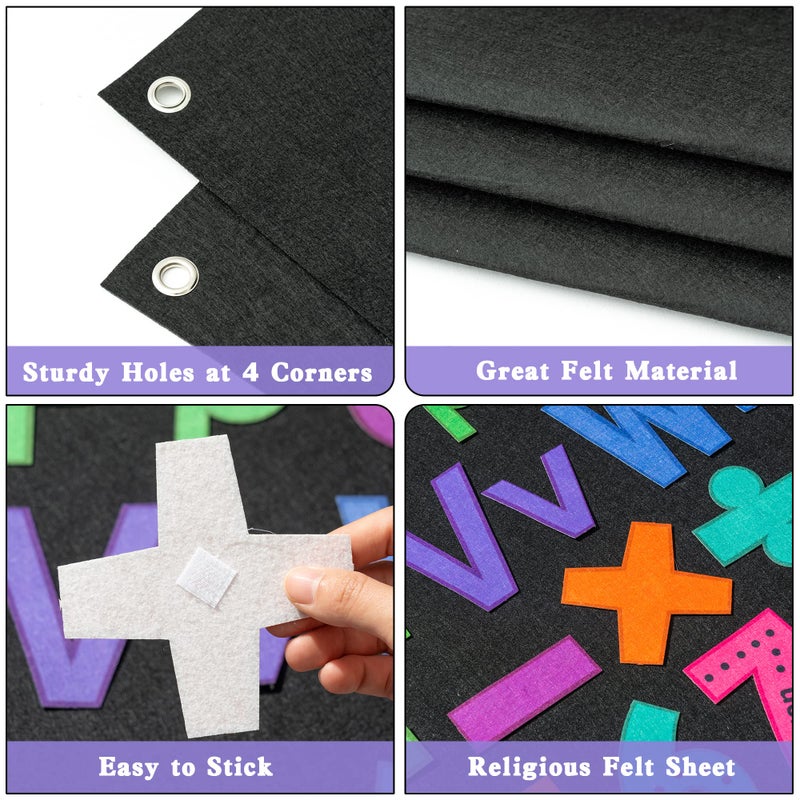 WATINC مجموعة WATINC المكونة من 151 قطعة من حروف الأبجدية والأرقام على لوح شعري ملون للأطفال في مرحلة ما قبل المدرسة، تتضمن حروف ABC الكبيرة والصغيرة، ورموز الرياضيات، ولوحة قصص كبيرة للتعلم المبكر، مجموعة لعب للأطفال بعمر 41 × 30 بوصة. - Image 3