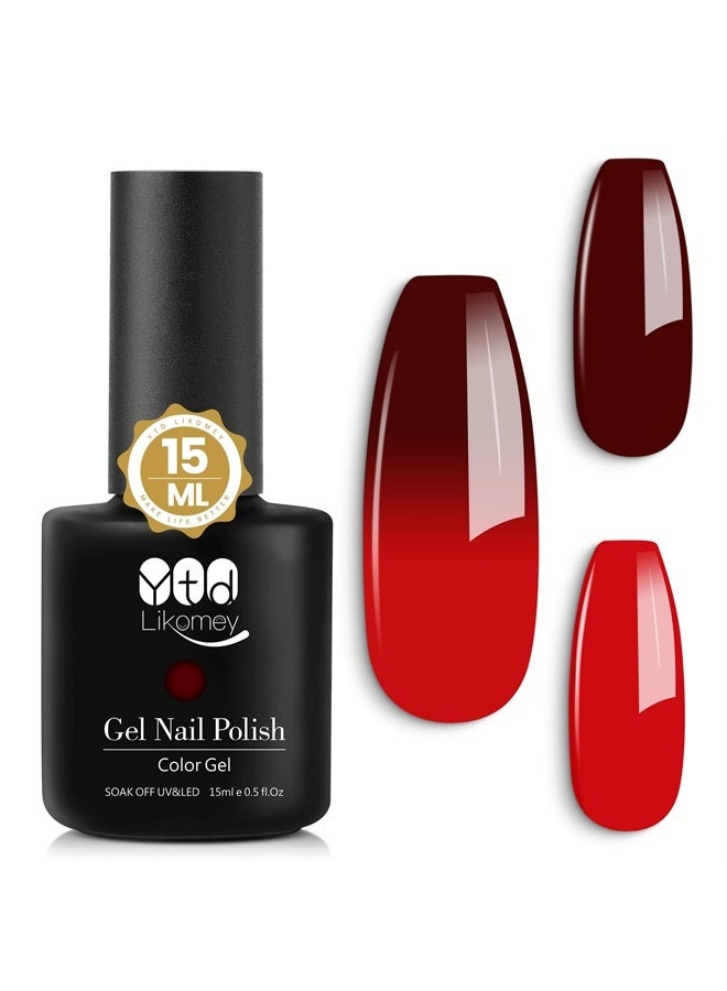 YTD Likomey Color Changing Gel Nail Polish,15ml Red Brown Mood Temperature Change Colors Thermal Fall UV Nail Gel Polish, Salon Home DIY Winter Manicure - Image 1