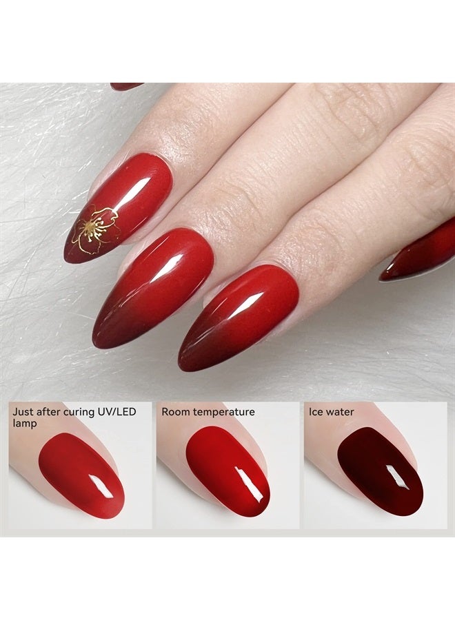 YTD Likomey Color Changing Gel Nail Polish,15ml Red Brown Mood Temperature Change Colors Thermal Fall UV Nail Gel Polish, Salon Home DIY Winter Manicure - Image 2
