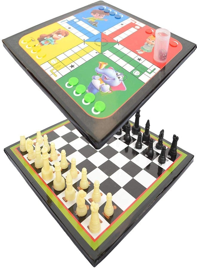 TOPTEAM Top Team Wooden Ludo and Chess Board 2 in 1 with Coins One Side Chess and Opposite Side Ludo (Pack of 1). - Image 1