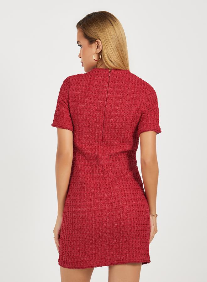 ستايلي فستان قصير بنسيج تويد وكورساج - Image 4